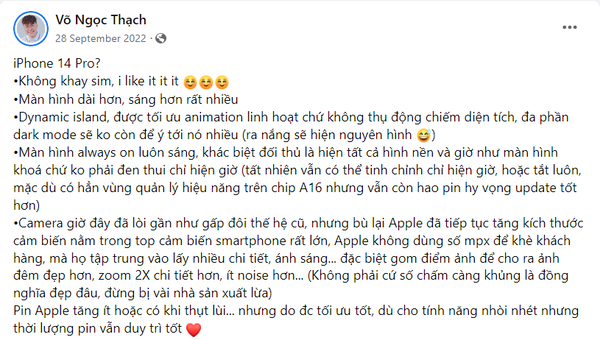 Các thay đổi mới trên iPhone 14 Pro rất được lòng iFans